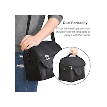 Büyük Yalıtımlı Öğle Yemeği Çantası Termal Serin Sıcak Gıda Saklama Kutusu Yetişkin Çocuk Erkekler Siyah