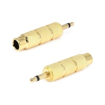 Mono 3.5 Mm Erkek - 6.3 Mm Dişi Çevirici Gold Aparat Çift Adet / 1 Adet