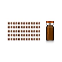 Borox Kapaklı Tıpalı Amber Cam Şişe 10ml - Crimp Vial Nd20 - Dibi Düz - Turuncu Kapaklı - 100 Adet Toptan