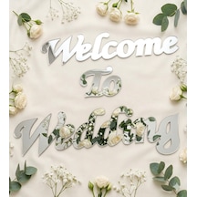 Welcome The Wedding Pleksi Tepsi Içi Yazısı Dekoratif Gümüş