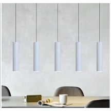 Mylights Sıralı Masaüstü Beşli 5 Li 120 Cm Mat Beyaz Gün Işığı Led Ampullü Led Avize Masa Üstü Led Spot Beyaz