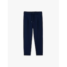 Koton Beli Lastikli Bağlama Detaylı Pileli Basic Pantolon Lacivert 6skb40144tw