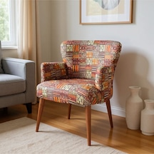 Roma Modern Tekli Koltuk Berjer - Dijital Baskılı Kumaş - Ahşap Ayak - Nostaljik Desen Nostaljik