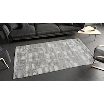 Sultan Zen Taş Desen Gri Modern Akrilik Makine Dokuma Salon Halısı - 6711-940 Beyaz