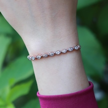 Elmas Montür Asansörlü Rose Gold Kaplama Gümüş Su Yolu Bileklik Gümüş