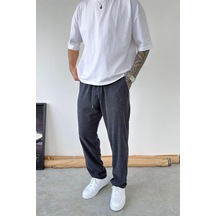 Lacivert Fitilli Basic Relaxed Pantolon