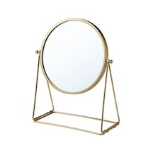 Gold Masa Makyağ Aynası, MeridyenDukkan Altın Rengi Yuvarlak-17 cm-Büyüteçli Ayna Altın
