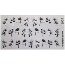 Siyah Şefav Çiçek Tırnak Sticker Tırnak Dövme Tırnak Tatto 1029