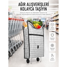 Geniş Hacimli Tekerlekli Pazar Çantası Dayanıklı Ve Ergonomik Beyaz - Çok Renkli
