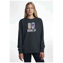 Pubg Double Up Sıyah Baskılı Füme Antrasit Kadın Sweatshirt