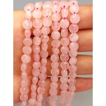 Pembe Kuvars Taşı Yassı Faset Kesim Dizi 6x4mm
