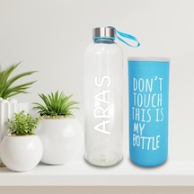 Kişiye Özel Isimli Renkli Kılıflı Cam Su Şişesi 750 Ml