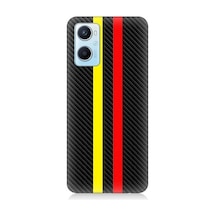 Oppo A96 Uyumlu Sarı Kırmızı Karbon Motif Desenli Silikon Kılıf