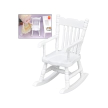 Vkemall 1:12 Ölçekli Bebek Evleri İçin Ahşap Beyaz Kayar Sandalye - Mini Masaüstü Dekoratif Simülasyon Mobilya Diğer