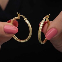 Gümüş Gold 3 Mm Burgu Şarnel Küpe