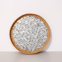 Abstract 35x3 Cm Sedefli Rattan Tepsi & Duvar Dekoru Mix