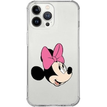 Apple Uyumlu iPhone 13 Pro  Köşe Korumalı Antişok Kapak Minnie Mouse Tasarımlı Şeffaf Kılıf