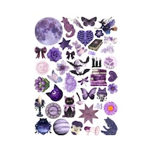 43 Adet Mor Gotik Vintage Sticker Seti - Etiket Seti Scrapbook Bullet Journal