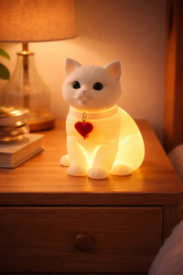 Şirin Kedi Tealight Mum Işığı Hediyelik Dekoratif Işıklı Mini Lamba Çok Renkli