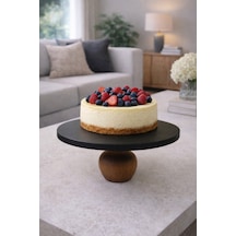 30 Cm Mdf Siyah Tabak Nar Model Ahşap Ayaklı Pasta Sunum Tabağı