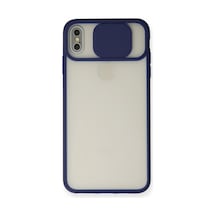 Apple İphone Uyumlu Xs Max Kılıf Palm Buzlu Kamera Sürgülü Silikon - Lacivert Çok Renkli