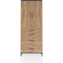 Arges Dolap 3 Raflı Tek Çekmeceli 2 Kapaklı 88x30x221 Çam-çam Antrasit