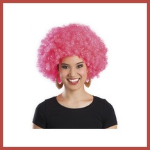 Bezos Pembe Renk Kıvırcık Afro Bonus Peruk Erdotıca