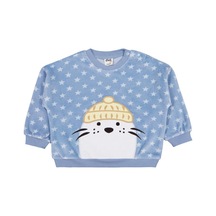 Civil Baby Fok Balığı Nakışlı 6-18 Ay Sweatshirt - Mavi Buz Mavi