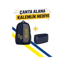Fenerbahçe Pelüş Logolu Çanta Ve Çift Gözlü Kalemlik Hediyeli Lacivert - Lacivert