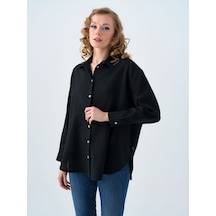 LOFT Loose Fit Kadın Gömlek U.kol Lf2038437 Q1.v1 Siyah