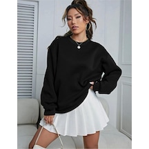 Unisex Bej Oversize Bisiklet Yaka Sweatshirt Unisex Bej Oversize Bisiklet Yaka Sweatshirt