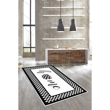 West Home Dijital Baskı Yıkanabilir Kaymaz Taban Salon Halısı Mutfak Halısı Yolluk Wh 451 Black