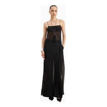 Because Of Alice Kadın Şeffaf Şifon Uzun Askılı Camisole Bluz Siyah Because Of Alice Kadın Şeffaf Şifon Uzun Askılı Camisole Bluz Siyah