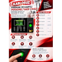 Kablosuz Kartlı Parmak İzi Personel Giriş Çıkış Ve Yazılımı 20 Kart Dahil