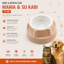 Kedi Köpek Mama Ve Su Kabı 12 Cm Çap 5 Cm Derinlik Kaymaz Tabanlı - Bej