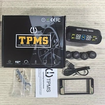 Boatshop1 Ynf Solar Tpms Siyah Gercek Zamanli Lastik Basinc Sicaklik Monitoru 4 Harici Sensor Usb Sarj