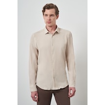 Morven Erkek Bej Gofre Trend Desenli Dynamic Fit İtalyan Yaka Gömlek 25ms004023653 Bej Bej