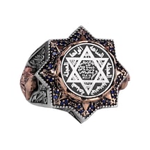 Erkek Süleyman Yüzüğü, Davud Yıldızı Mühür Sembolü, Hediye Erkekler İçin, Tılsım Yüzüğü, 925 Ayar Gümüş Erkek Yüzüğü Gümüş