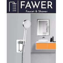 FAWER 5 Fonksiyonlu Krom Yapışkan Mafsallı Duş Seti Duş Başlığı Krom