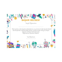 50 Adet A4 Boyutunda Öğrenci Başarı Belgesi - Anaokul - İlkokul Başarı Belgesi Model 2
