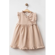 Baby Corner Kruvaze Yaka Kız Bebek Elbise Bej