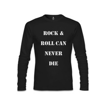 Rock & Roll Never Die Siyah Erkek Sweatshirt