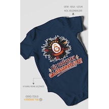 Morivokids Biz Doğuştan Galatasaraylıyız Kısa Kollu Bebek Body %100 Pamuk Lacivert