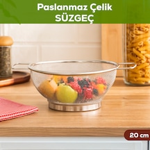 Porsima İvory Kulplu Paslanmaz Çelik Süzgeç Mutfak Eleği Meyve Ve Sebze Yıkama Aparatı Kevgir 20cm Paslanmaz Çelik