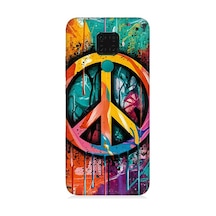 Huawei Mate 30 Lite Uyumlu Renkli Barış İşareti Desenli Silikon Kılıf Çok Renkli