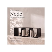Node 3 Lü Modüler Metal Kitaplık Yatay Tasarım Dekoratif Küp Raf Sistemi Siyah - 940096365 Siyah