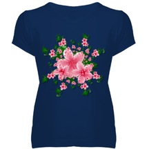 Bokmarke Desen Flower Arranging Kadın V Yaka Tişört