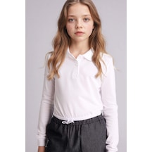 Defacto Polo Tişört Kız Çocuk J0010a626spwt34 Beyaz-wt34