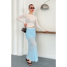 Verymoda Dantel Abiye Etek F1887 Mavi