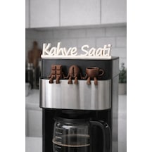Kahve Saati Dekoratif Yazı + Sallanan Ayaklı 3 Lü Figür Seti Kahve Köşesi Mutfak Süs